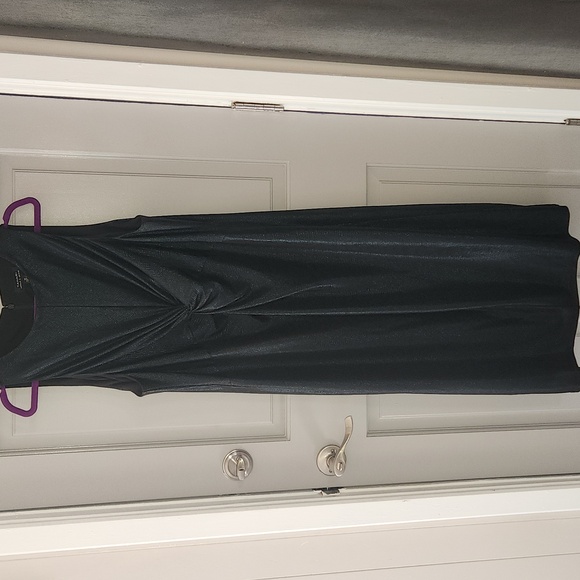 Tahari ASL Black Shimmer Midaxi (Midi/Maxi) Dress with Twist Front Detail Sz. 16 - Picture 1 of 10